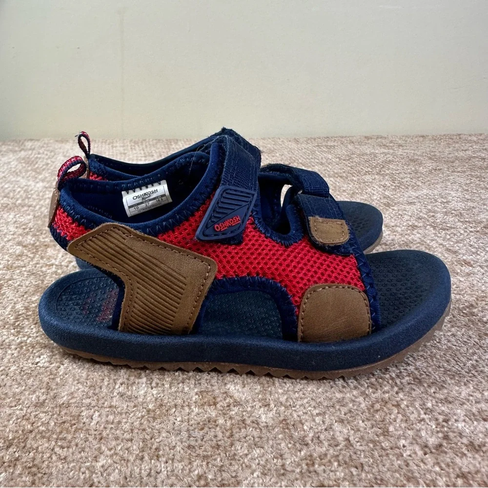 OshKosh B’gosh Tetris Blue/Red/Tan Sport Sandals Unisex Size 10
